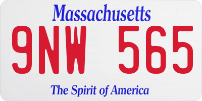 MA license plate 9NW565