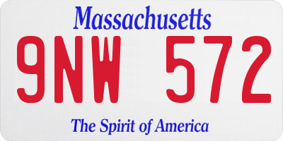 MA license plate 9NW572