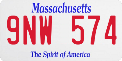 MA license plate 9NW574