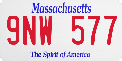 MA license plate 9NW577