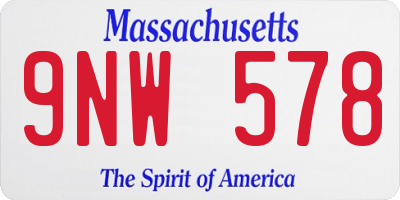 MA license plate 9NW578