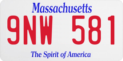 MA license plate 9NW581