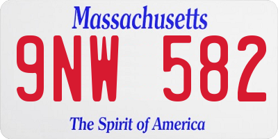 MA license plate 9NW582