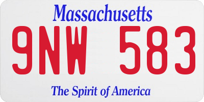 MA license plate 9NW583