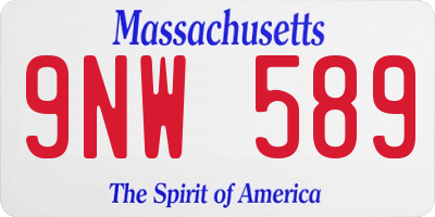MA license plate 9NW589