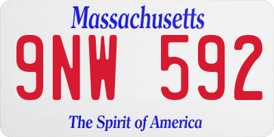 MA license plate 9NW592