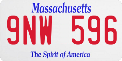 MA license plate 9NW596