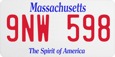 MA license plate 9NW598