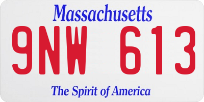 MA license plate 9NW613