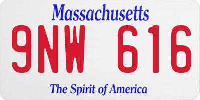 MA license plate 9NW616