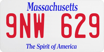 MA license plate 9NW629