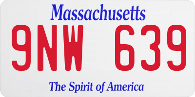 MA license plate 9NW639