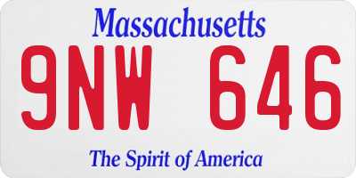 MA license plate 9NW646