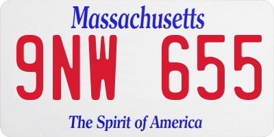 MA license plate 9NW655