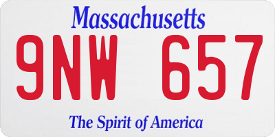 MA license plate 9NW657