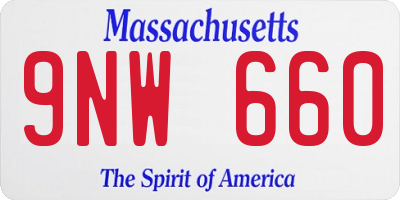 MA license plate 9NW660