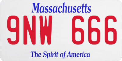 MA license plate 9NW666