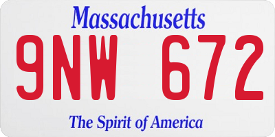 MA license plate 9NW672