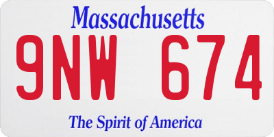 MA license plate 9NW674