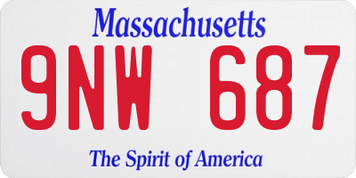MA license plate 9NW687