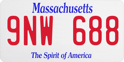 MA license plate 9NW688