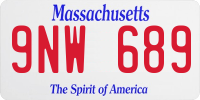 MA license plate 9NW689