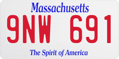MA license plate 9NW691
