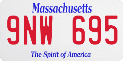 MA license plate 9NW695
