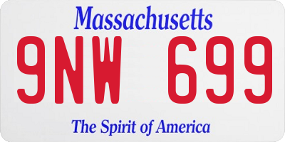 MA license plate 9NW699