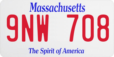 MA license plate 9NW708