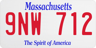 MA license plate 9NW712
