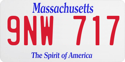 MA license plate 9NW717