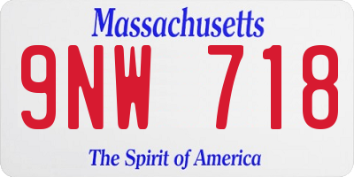 MA license plate 9NW718