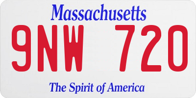 MA license plate 9NW720