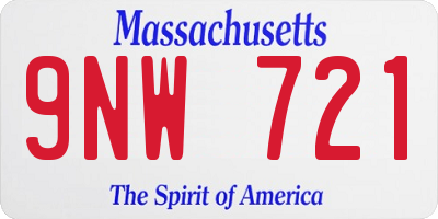 MA license plate 9NW721