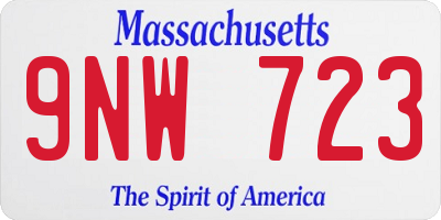 MA license plate 9NW723