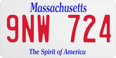 MA license plate 9NW724