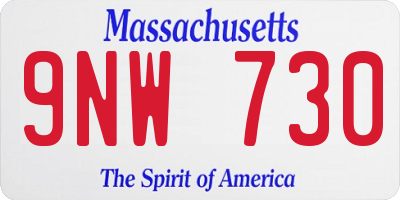 MA license plate 9NW730