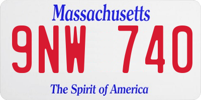 MA license plate 9NW740
