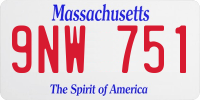 MA license plate 9NW751