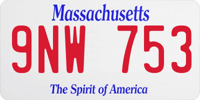 MA license plate 9NW753