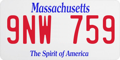 MA license plate 9NW759