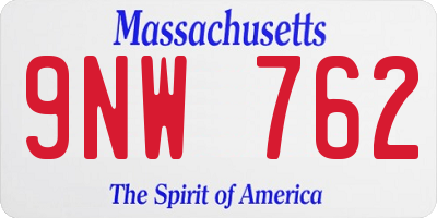 MA license plate 9NW762