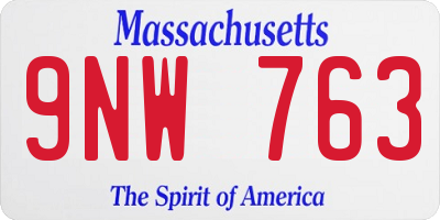 MA license plate 9NW763