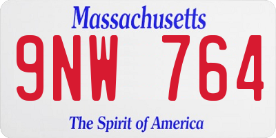 MA license plate 9NW764