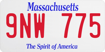 MA license plate 9NW775