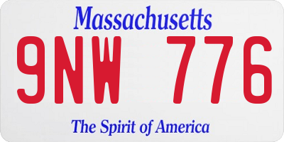 MA license plate 9NW776