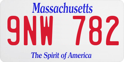 MA license plate 9NW782