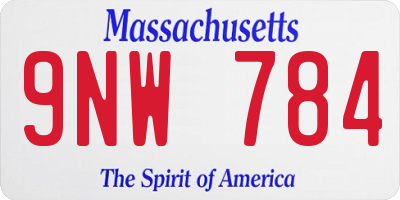 MA license plate 9NW784