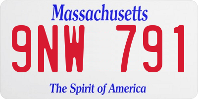 MA license plate 9NW791